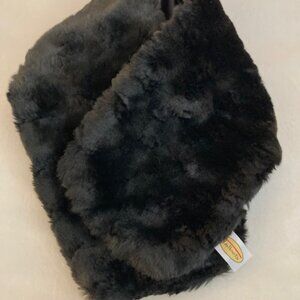 Talbots Black Faux Fur Scarf with Hook Closure – Brand New